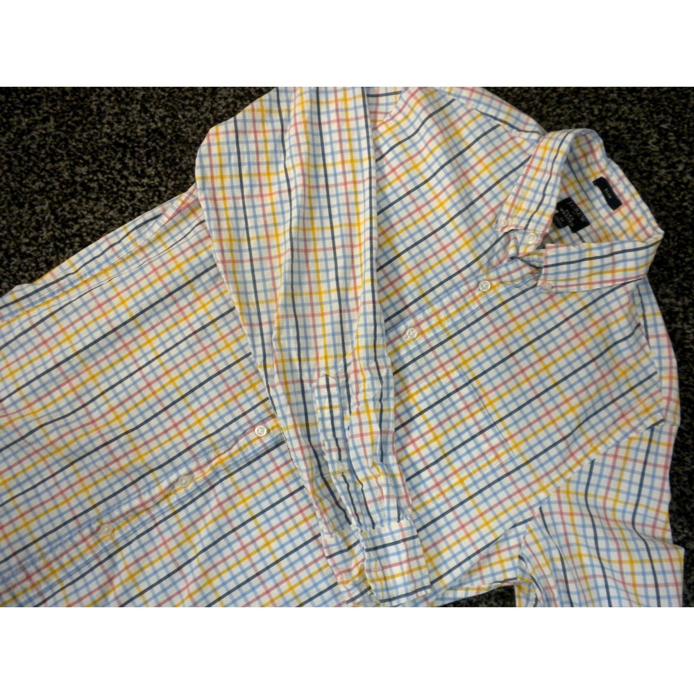 J Crew Shirt Mens M Flex Washed Slim Fit Graph Plaid Button Down Long Sleeve Ivy